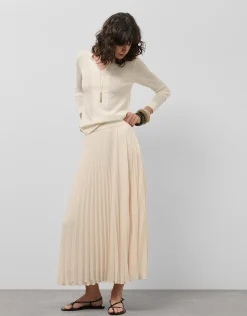 Jersey escote pico lana galga fina crudo