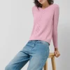 Jersey escote pico lana rosa con franja central