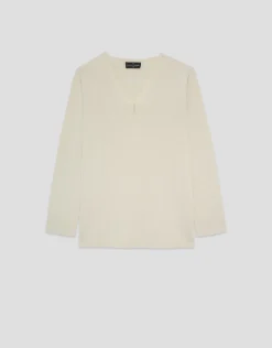 Jersey manga larga sin costuras beige