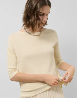 Jersey manga tres cuartos sin costuras beige