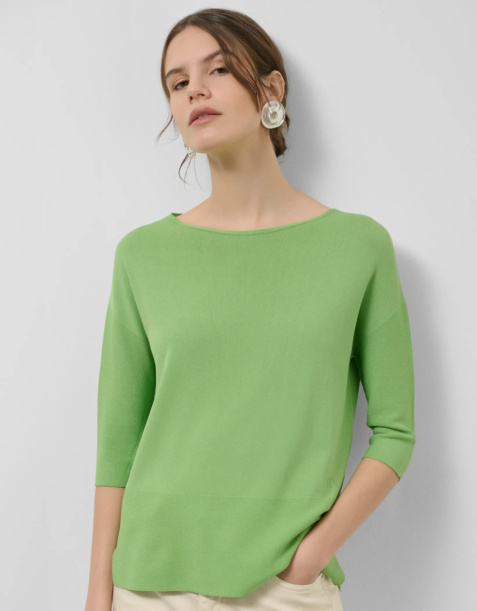 Jersey manga tres cuartos sin costuras verde