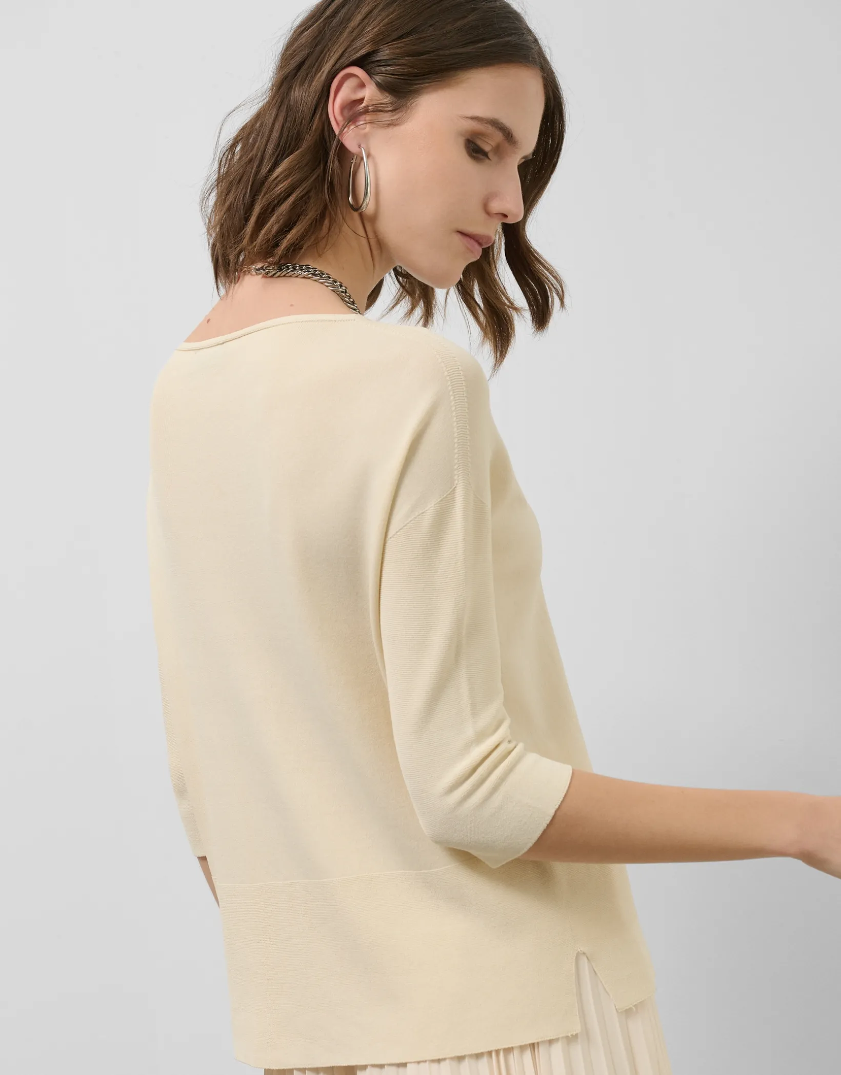 Jersey manga tres cuartos sin costuras beige