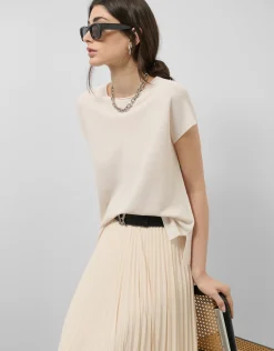 Jersey punto fino manga murciélago beige