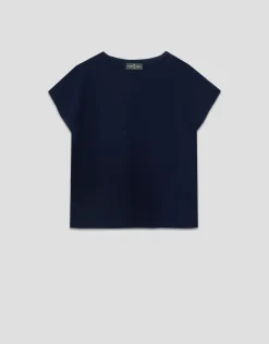 Jersey punto fino manga murciélago azul marino
