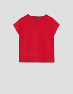 Jersey punto fino manga murciélago rojo