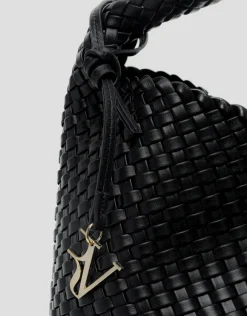 Maxi bolso de hombro Paula Hobo piel trenzada negro