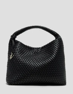 Maxi bolso de hombro Paula Hobo piel trenzada negro
