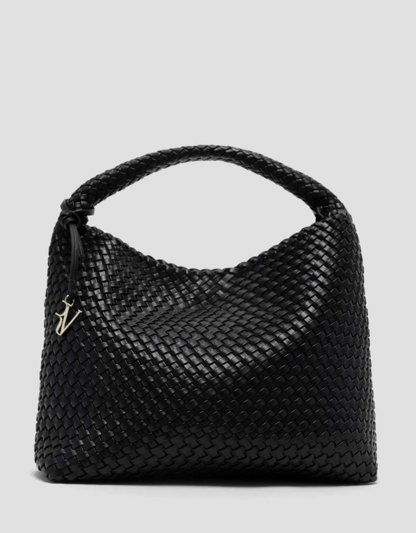 Maxi bolso de hombro Paula Hobo piel trenzada negro