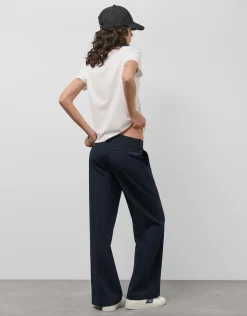 Pantalón ancho crepé azul marino