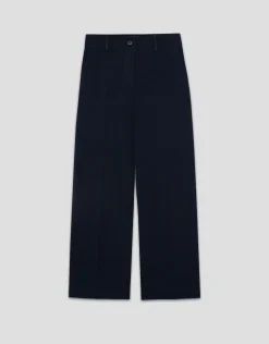Pantalón ancho crepé azul marino