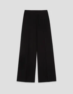 Pantalón ancho crepé negro con pliegue en el bajo