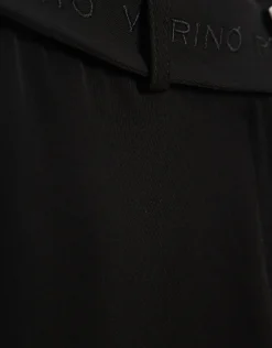 Pantalón ancho fluido twill negro con cinturón