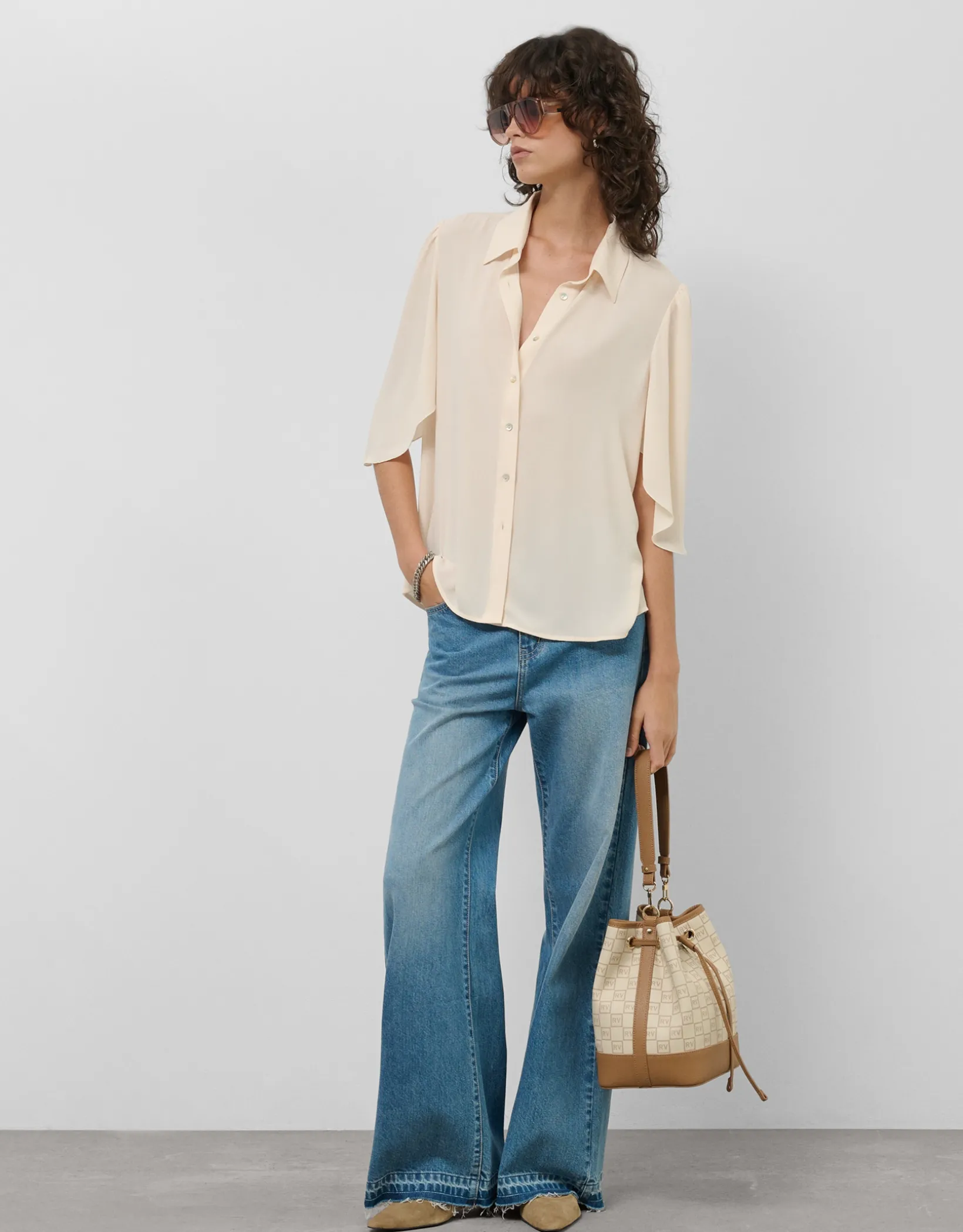 Pantalón ancho vaquero azul claro