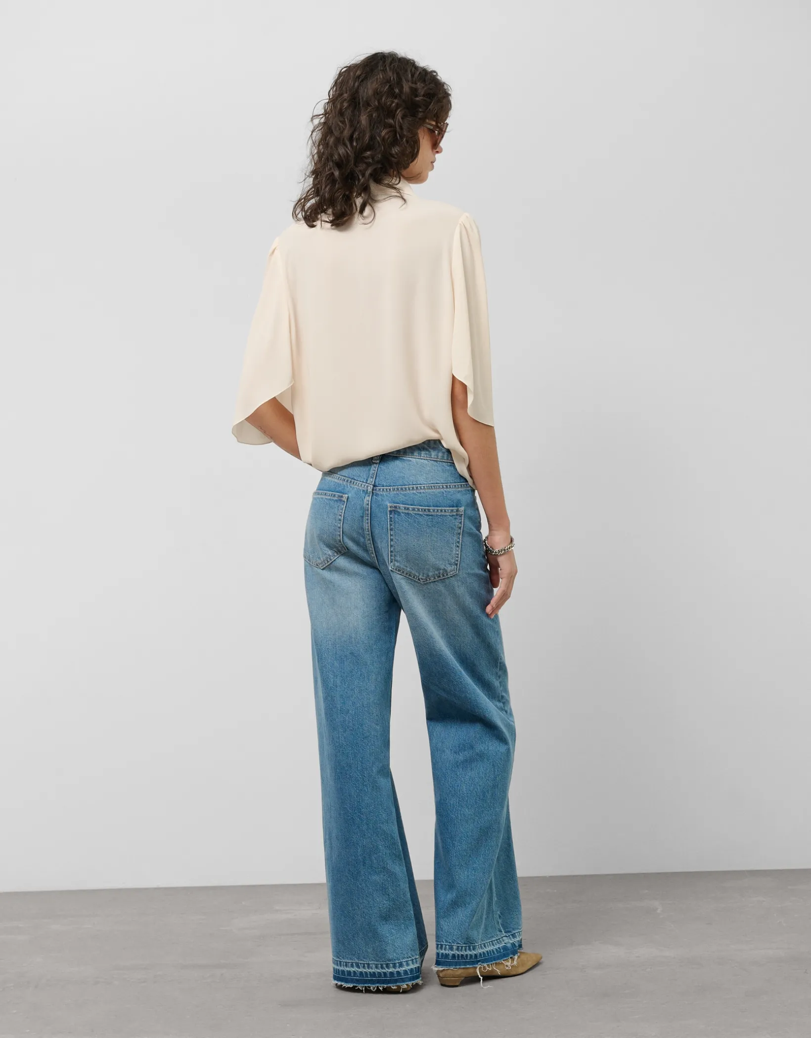 Pantalón ancho vaquero azul claro