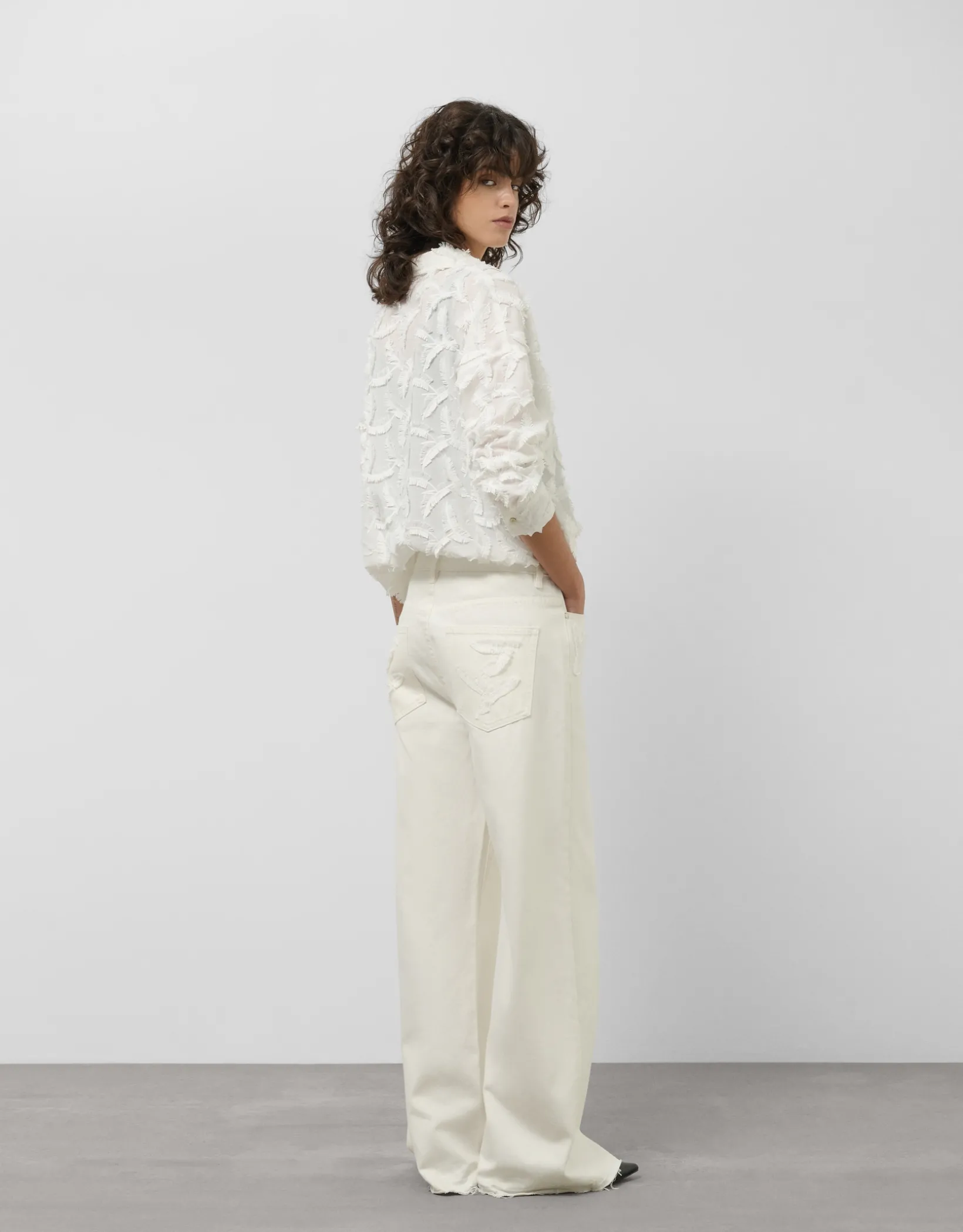 Pantalón ancho vaquero crudo