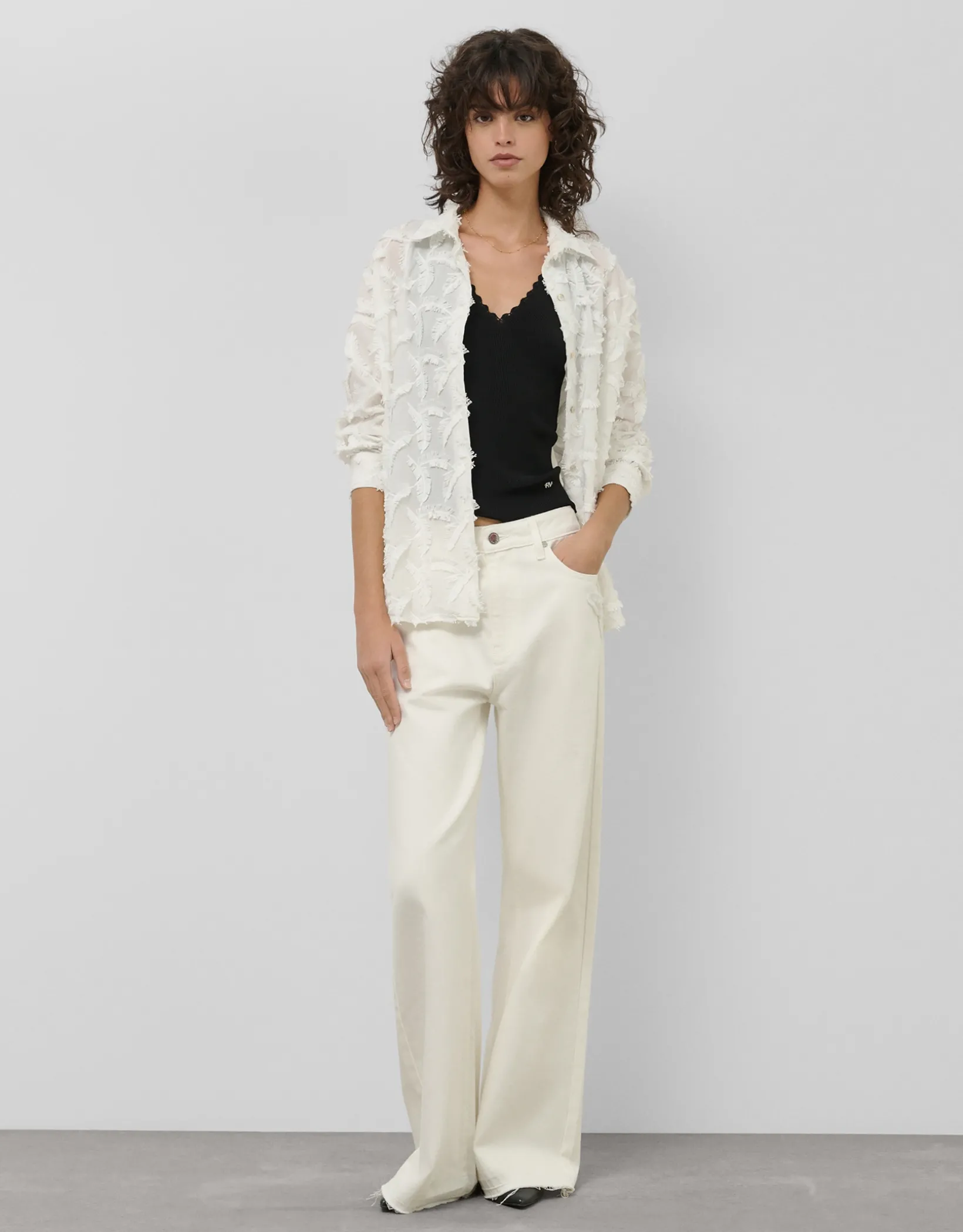 Pantalón ancho vaquero crudo