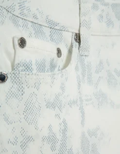 Pantalón cinco bolsillos blanco animal print azul grisáceo