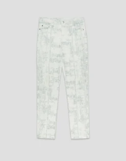 Pantalón cinco bolsillos blanco animal print azul grisáceo