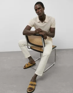 Pantalón denim regular color crudo