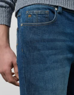 Pantalón denim slim azul medio