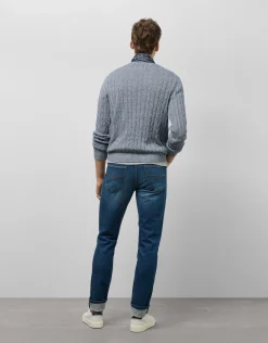 Pantalón denim slim azul medio