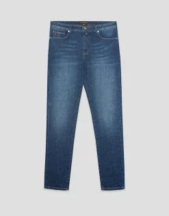 Pantalón denim slim azul medio