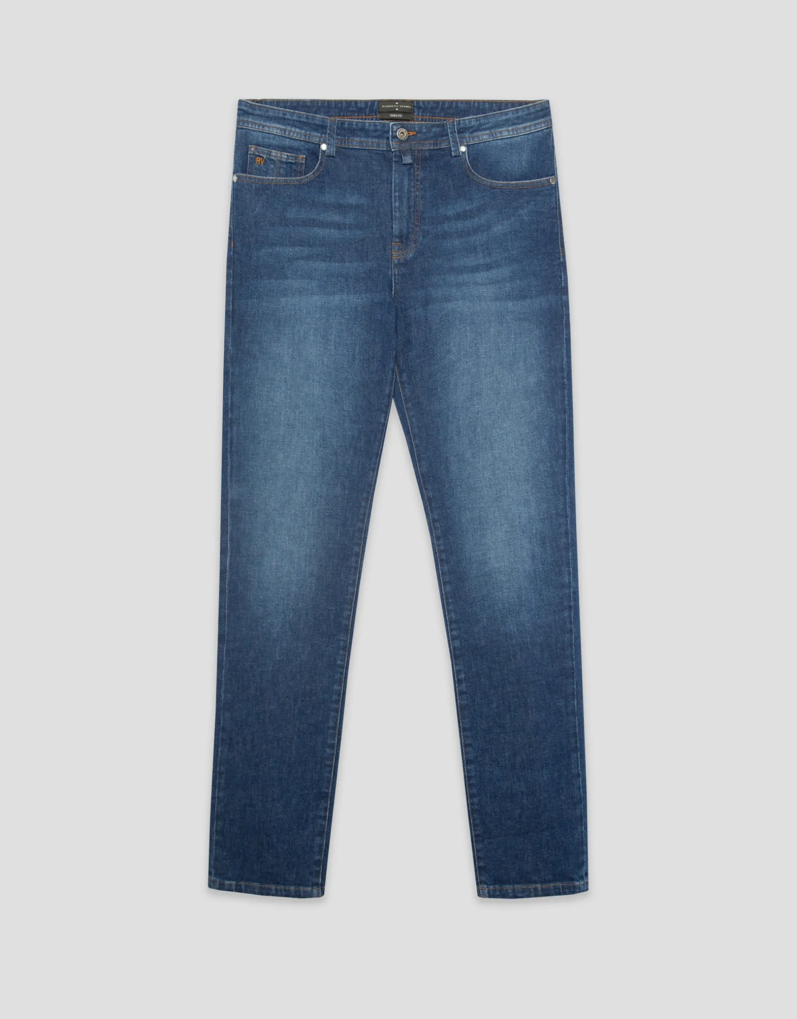 Pantalón denim slim azul medio