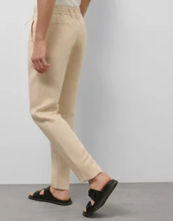 Pantalón pinzas lino color beige