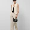 Pantalón recto crepé beige