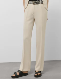 Pantalón recto crepé beige