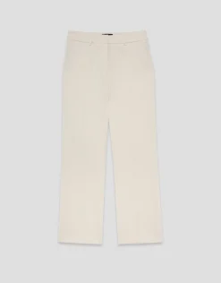 Pantalón recto crepé beige