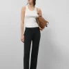 Pantalón recto crepé negro