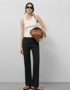 Pantalón recto crepé negro