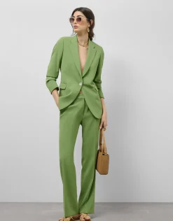 Pantalón recto crepé verde