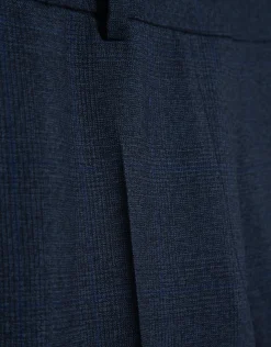Pantalón recto lana fresca cuadro gales azul marino