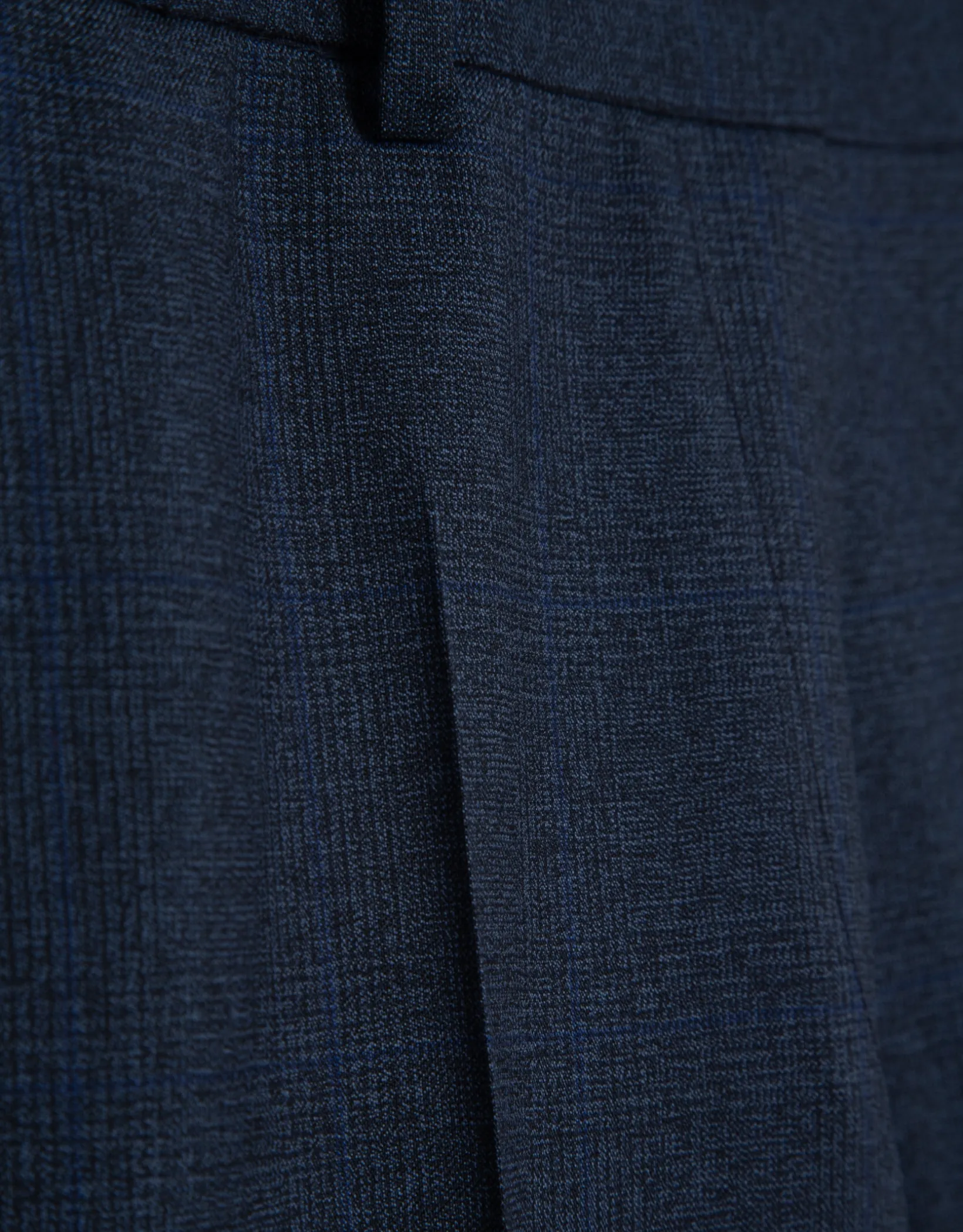 Pantalón recto lana fresca cuadro gales azul marino
