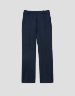 Pantalón recto lana fresca cuadro gales azul marino