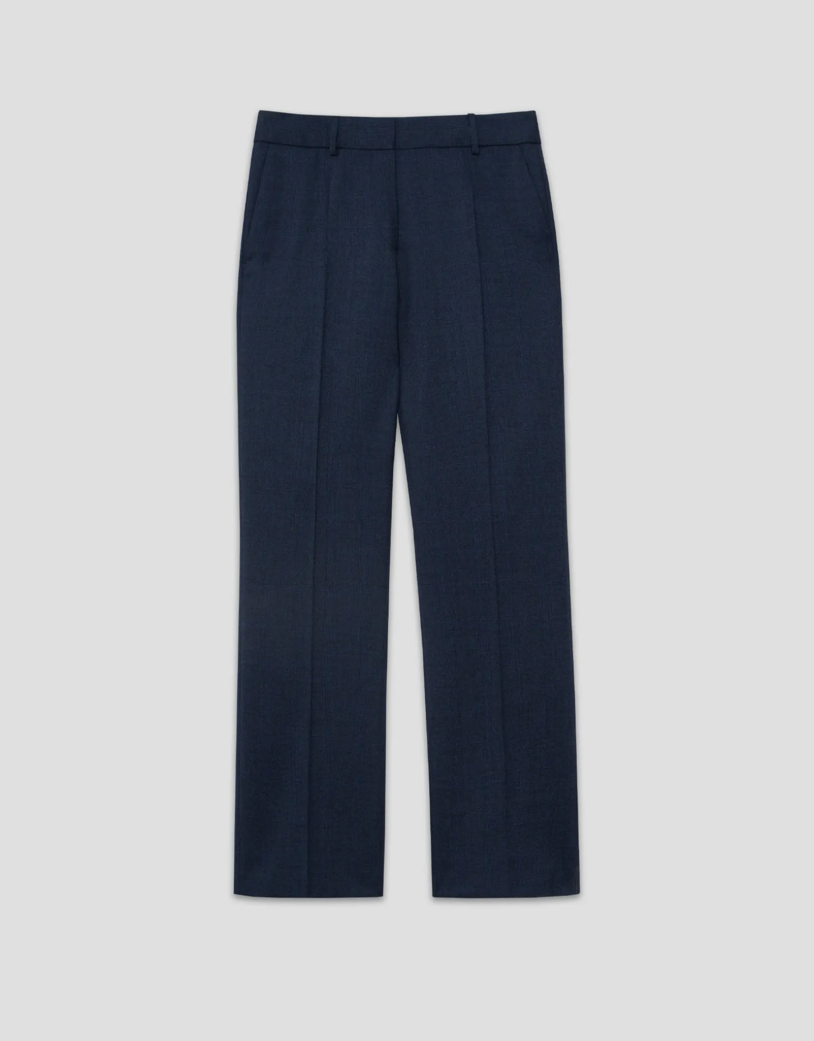 Pantalón recto lana fresca cuadro gales azul marino