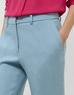 Pantalón recto lino viscosa azul claro