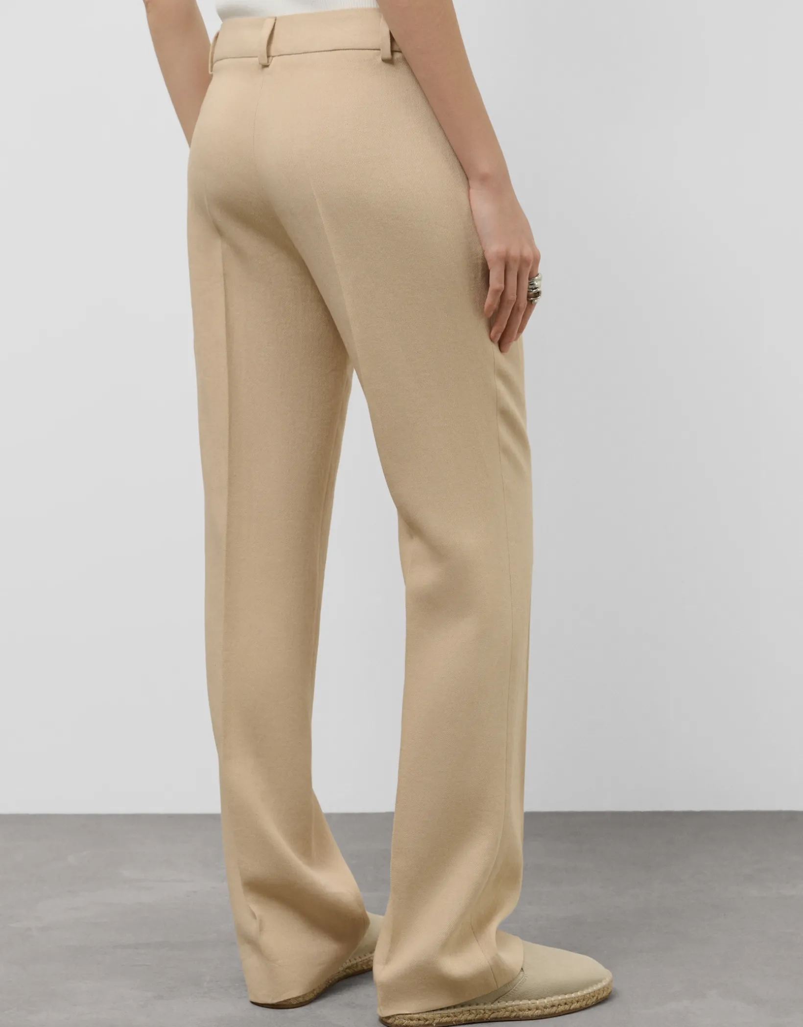 Pantalón recto lino viscosa arena