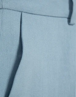 Pantalón recto lino viscosa azul claro