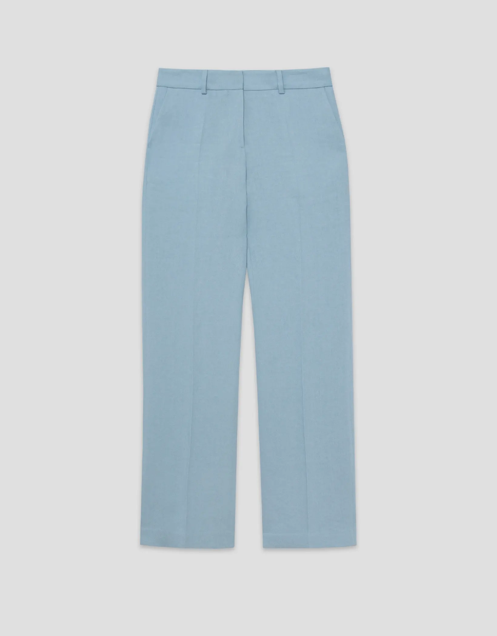 Pantalón recto lino viscosa azul claro