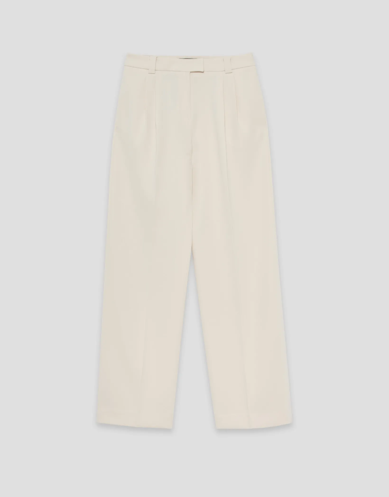 Pantalón recto pinzas crepé beige