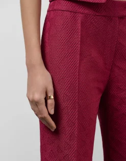 Pantalón recto piqué frambuesa