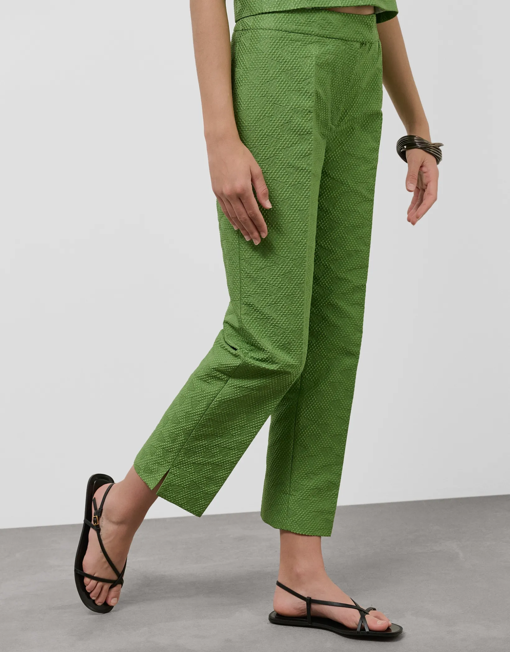 Pantalón recto piqué verde wasabi