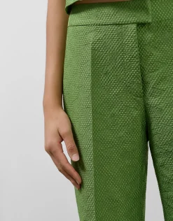 Pantalón recto piqué verde wasabi