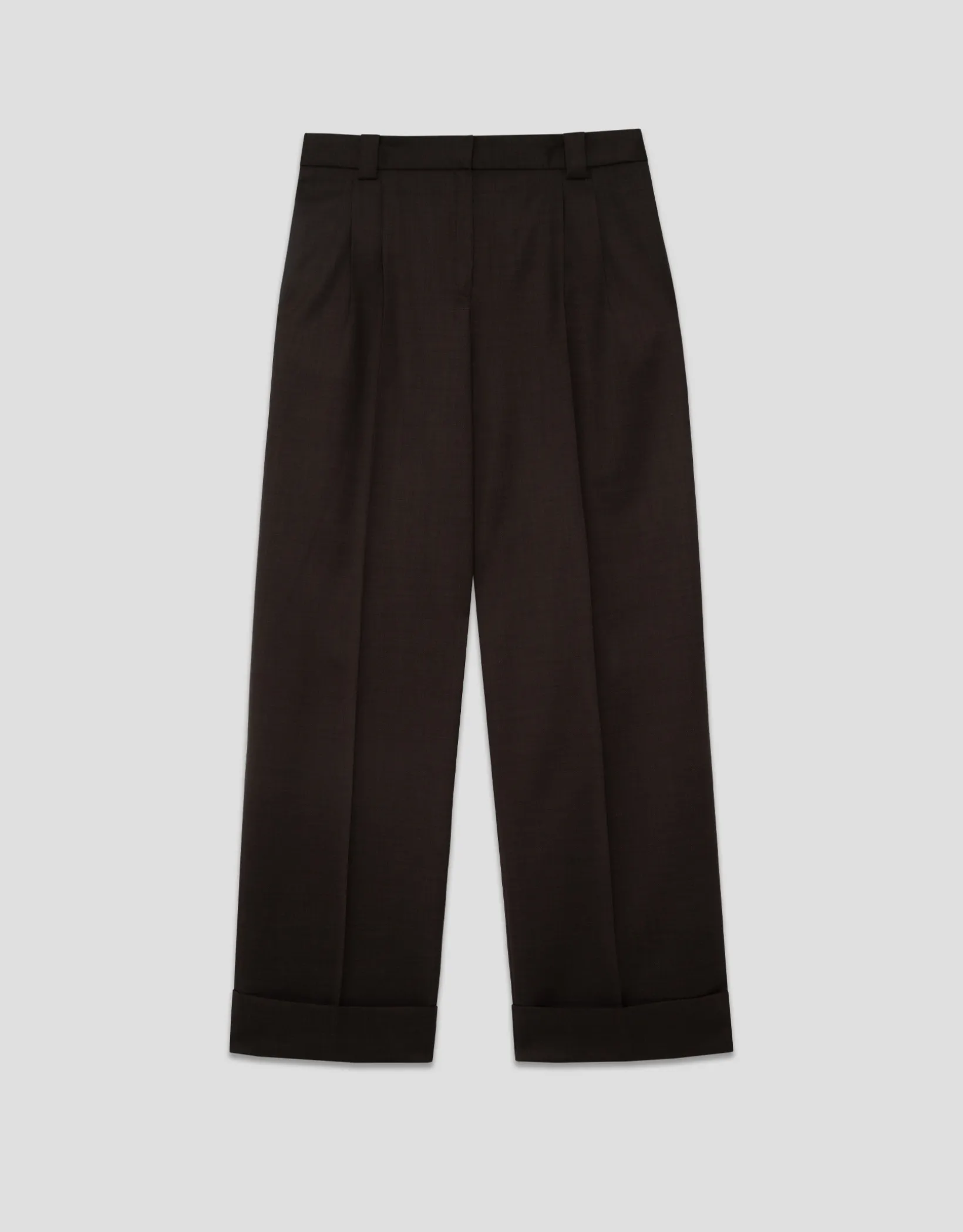 Pantalón sastre en lana fría punteada mocha mousse