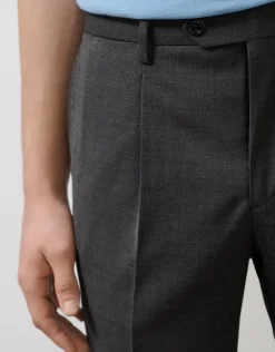 Pantalón vestir gris melange oscuro vuelta bajo