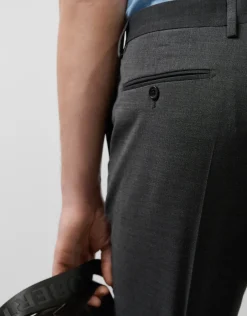 Pantalón vestir gris melange oscuro vuelta bajo