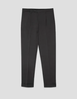 Pantalón vestir gris melange oscuro vuelta bajo